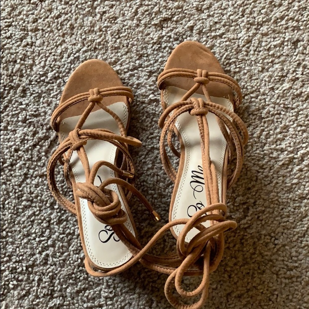 Beige block heel